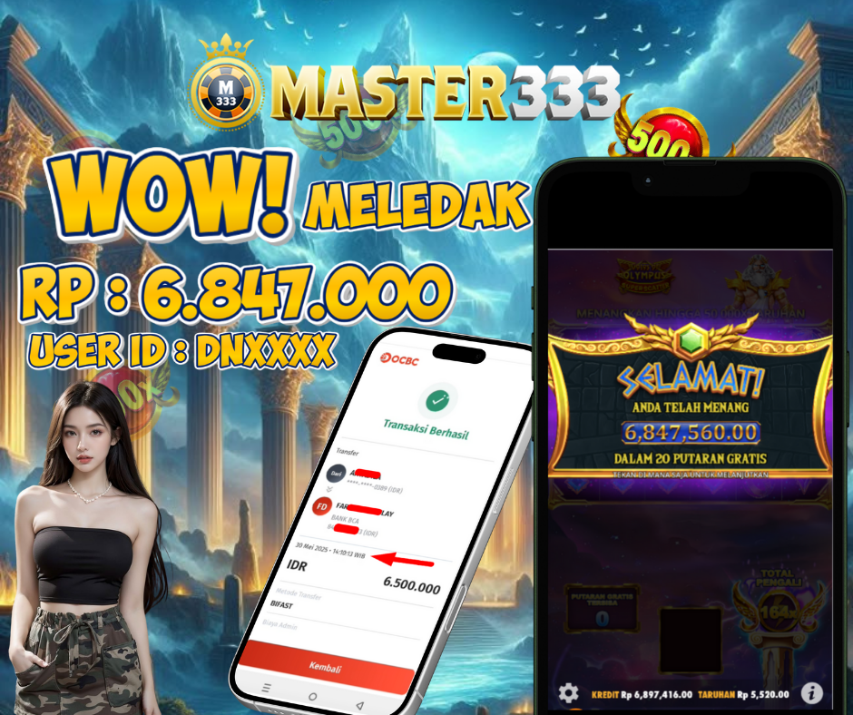 MASTER333 JACKPOT SLOT Getes Of Olympus Super Scatter  Rp.6,500,000.,- LUNAS
